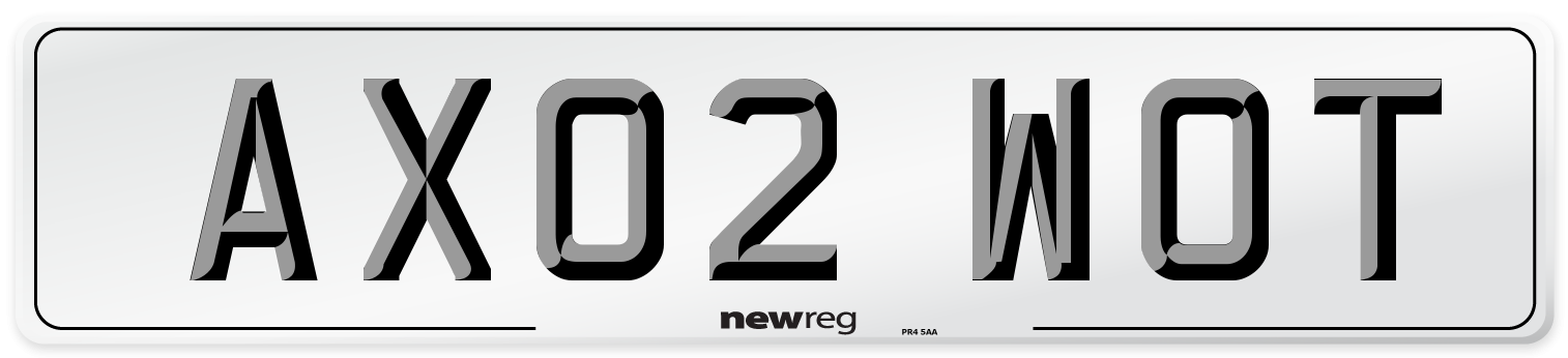 AX02 WOT Number Plate from New Reg